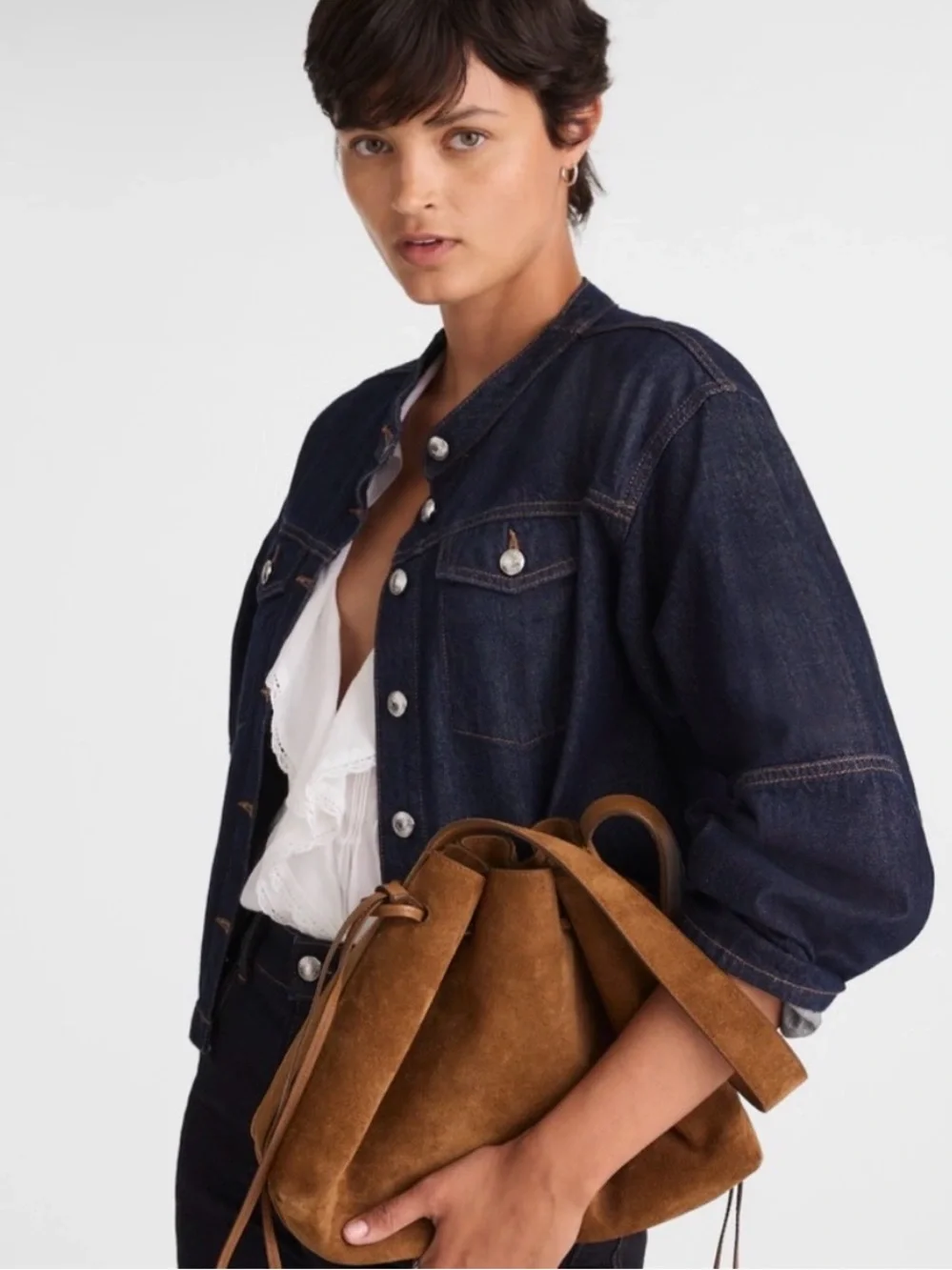 Madewell Suede Cinch Shoulder Bag Acorn Brown Fall Chic Staple Women’s